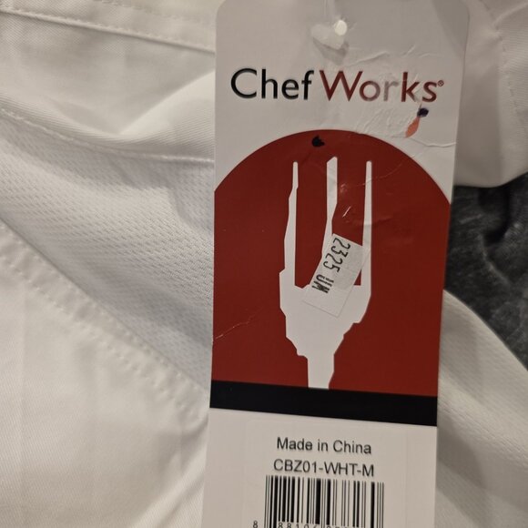 Chef Works Rochester Chef Coat White Vented Sides Pockets Mens Medium NEW NWT - Picture 7 of 14